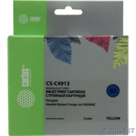 Cactus C4913 Картридж струйный CS-C4913 №82 желтый (72мл) для HP DJ 500/800C
