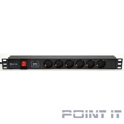 5bites PDU619A-06 Блок розеток 6S / AL / SWITCH / 1U / 19" / 2M*3G*1.5MM2 / VDE