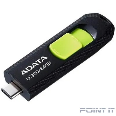 A-DATA Flash Drive 64GB USB (Type-C) A-Data UC300 USB3.2, черный и зеленый [acho-uc300-64g-rbk/gn]