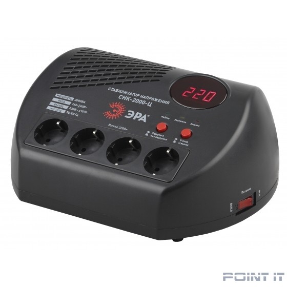 ЭРА Б0031075 СНК-2000-Ц Стабилизатор напр. компакт, ц.д., 160-260В/220В, 2000ВА