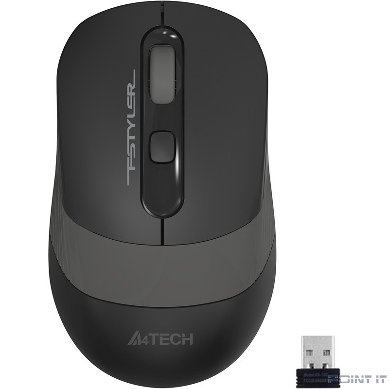 A-4Tech Мышь Fstyler FG10S черный/серый оптическая (2000dpi) беспроводная USB [1204030]