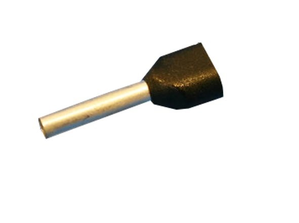 Штыревой втулочный кабельный наконечникTE 1512 (НШВИ F=12мм) 2х1,5мм2 , изолированный, черный, 100шт., NETKO Optima