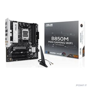 Материнская плата ASUS B850M MAX GAMING WIFI AM5 mATX 4xDDR5 4xPCIEx16 3xM.2 USB-C DP HDMI GLAN Wi-Fi 6