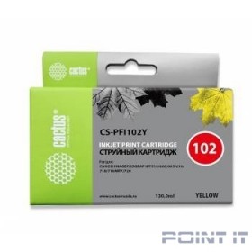 CACTUS PFI-102Y Картридж струйный для Canon iPF500/iPF600/iPF700/ MFP M40/iPF765/LP17/LP24, желтый (130мл)