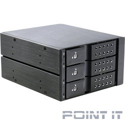 Procase T3-203-SATA3-BK {Hot-swap корзина 3 SATA3/SAS 6Gb (черный) hotswap trayless aluminium mobie rack module (2x5,25) 1xFAN 80x15mm}