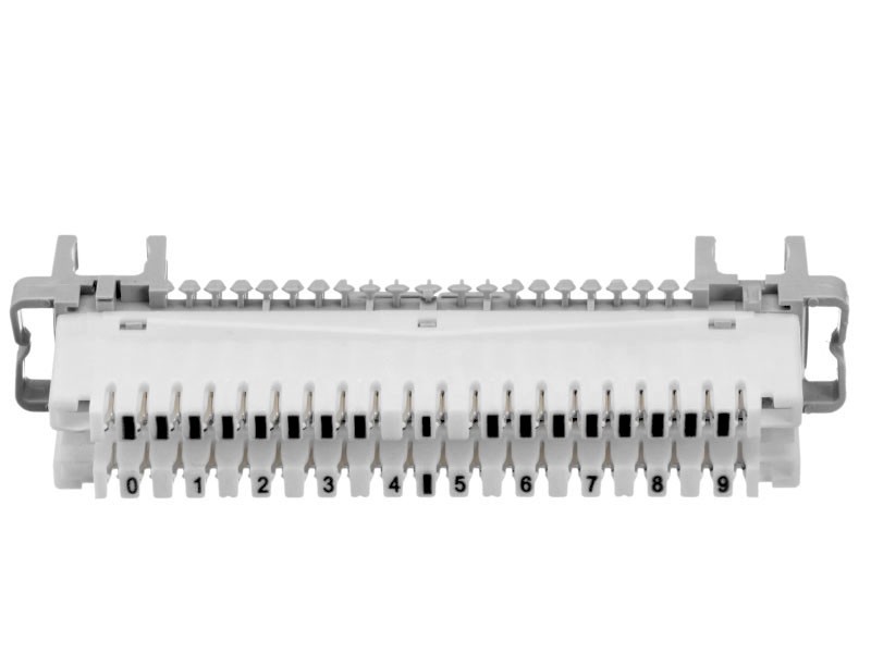 Плинт LSA Profil размыкаемый, ABS, 10 пар, медные контакты, универсальный, нумерация (0-9), бело-серый NETKO Optima SB