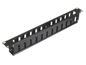 Кабельный органайзер 19, 1U, металлический, с металл. крышкой, металл. кольца, черный SB