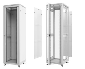 Шкаф напольный 32U серия TE (600х800х1610), передняя дверь стекло, серый, разобранный Netko (упакован в 3 коробки)