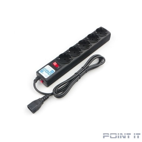PowerCube Фильтр-удлинитель (SPG5-В2) 1,9 м д/подкл. к UPS (C14), 5 розеток (черный) 10А/2,2кВт