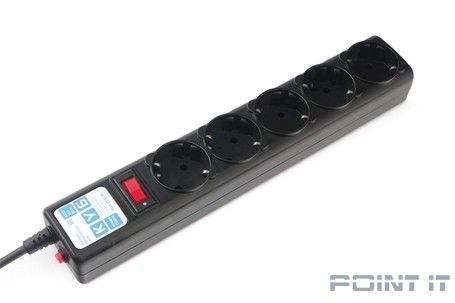 PowerCube Фильтр-удлинитель (SPG5-В2) 1,9 м д/подкл. к UPS (C14), 5 розеток (черный) 10А/2,2кВт