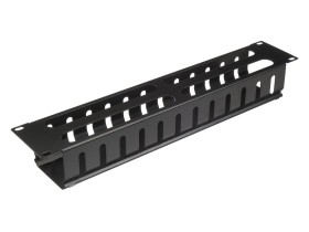 Кабельный органайзер 19, 2U, металлический, с металл. крышкой, металл. кольца, черный SB