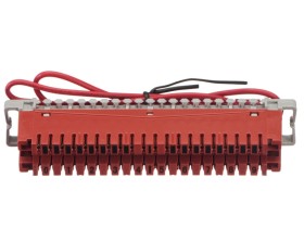 Плинт заземления неразмыкаемый, ABS, 10 пар, металлические контакты, нумерация (0-9), красный NETKO Optima