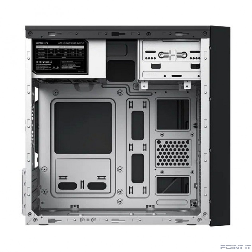 Корпус ZIRCON, IVA BK (Midi Tower, Черный, БП 450Вт., 1*USB3.0, 1*USB Type-C, HD Audio)