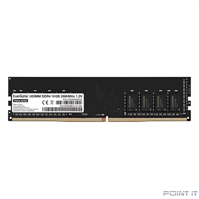 Exegate EX283083RUS Модуль памяти ExeGate Value DIMM DDR4 16GB <PC4-21300> 2666MHz