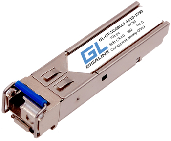 Модуль GIGALINK SFP, WDM, 1.25Гбит/c, одно волокно SM, LC, Tx:1310/Rx:1550 нм, DDM, 8 дБ (до 3 км)