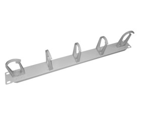 Кабельный органайзер 19, 1U, металлический, 5 пласт. колец (2 поворотных), серый SB (ан 52368)