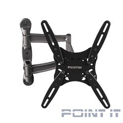 Kromax TECHNO-5 grey, Кр. алюм. наст. для TV 15"-55", max 35 кг, 5 ст св., нак. 15°, пов. 180°, от ст. 87-497 мм, max VESA 400x400 мм.