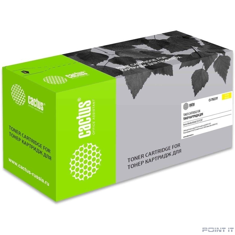 Картридж лазерный Cactus CS-TN221Y желтый (21000стр.) для Konica Minolta bizhub C227/C287