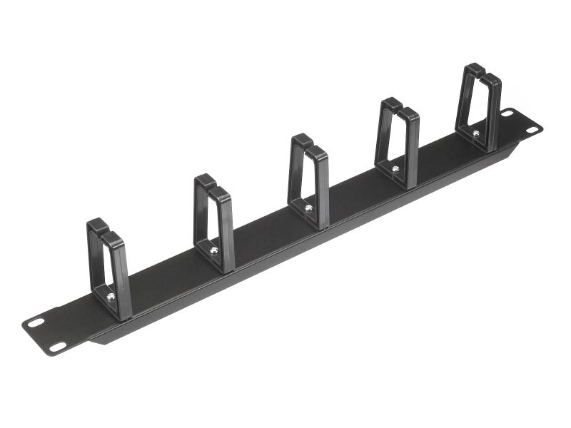 Кабельный органайзер 19, 1U, металлический, 5 пласт. колец, черный SB