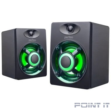 Perfeo колонки "OREOL", 2.0, мощность 2х3 Вт, LED подсветка 7 цв., чёрн, USB