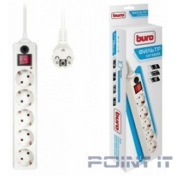 BURO Сетевой фильтр, 5 розеток, 1.8 метра, (500SH-1.8-W), белый (коробка) {992284}