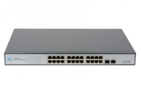 Коммутатор GIGALINK, неуправляемый 24 PoE (802.3af/at) портов 1Гбит/с, 2 SFP, 250Вт