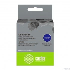 Картридж ленточный Cactus CS-LK5YBP черный для Epson LW400/LW700/LW600P/LW1000P/K400/Z700/Z900