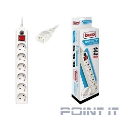 BURO Сетевой фильтр, 6 розеток, 1.8 метра, (600SH-1.8-UPS-W ), белый (коробка) {992306}