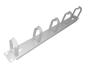 Кабельный органайзер 19, 1U, металлический, 5 пластик. колец, серый J 