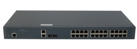 Управляемый L2 PoE коммутатор GIGALINK 24 Base-T 10/100Mb/s портов, 2 Combo TX/SFP 1000Mb/s, 1 Console. 1U 19'', 220V, суммарная мощность 400W