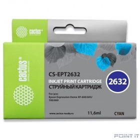 Картридж струйный Cactus CS-EPT2632 голубой (11.6мл) для Epson Expression Home XP-600/605/700/800