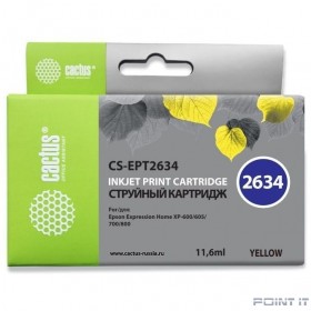 Картридж струйный Cactus CS-EPT2634 желтый (11.6мл) для Epson Expression Home XP-600/605/700/800