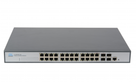 Управляемый L2 PoE коммутатор GIGALINK 24 Base-T 1000Mb/s портов, 4 Base-X SFP 1000Mb/s. 1U 19'', 220V, суммарная мощность 400W