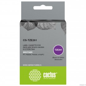 Картридж ленточный Cactus CS-TZE261 TZe-261 черный для Brother PT- P900W, P950W, 9700PC