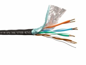 Кабель F/UTP4  (FTP4) cat.5e, 4 пары 24 AWG BC, одножильный, экранированный, для наружных работ, катушка, 305м, FLUKE TEST, NETKO Expert 