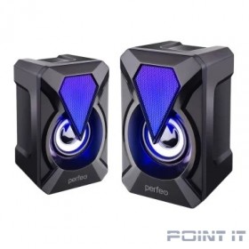 Perfeo колонки &quot;FLAMES&quot;, 2.0, мощность 2х3 Вт, USB, чёрн, Game Design, LED подсветка 7 цв