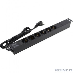 Exegate EX280827RUS Блок розеток ExeGate ServerPro PDU-19H602 Al-6S-EU2, 19&quot;,1U,алюм, 6Schuko, евровилка, 2м