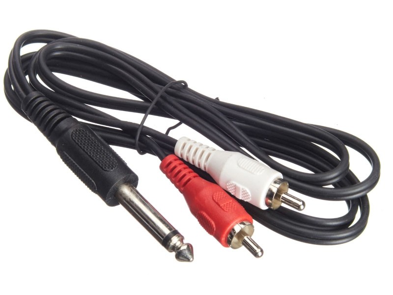 Шнур аудио-видео: 2RCA-6,3 мм ( длина 1.2 м, литой), NETKO Optima