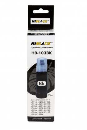Контейнер с чернилами Hi-Black (HB-103BK) для Epson L3100/3101/3110/3150, C13T00S14A, Bk, 70ml