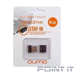 USB 2.0 QUMO 8GB NANO [QM8GUD-NANO-B] Black
