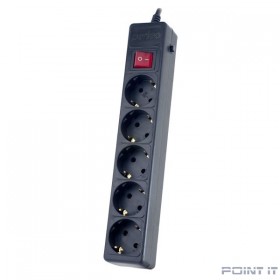 Perfeo Сетевой фильтр &quot;POWER+&quot;,PF_A4660 (3,0м, 5 розеток, черный (PF-PP-5/3,0-B))