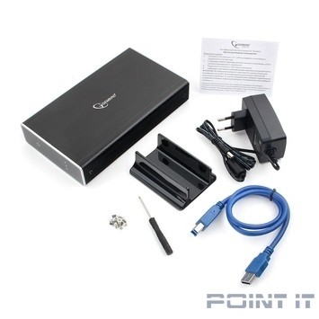 Gembird EE3-U3S-80 Внешний корпус 3.5" чёрный, USB 3.0, SATA, HDD/SSD, до 2 Тб, алюминий
