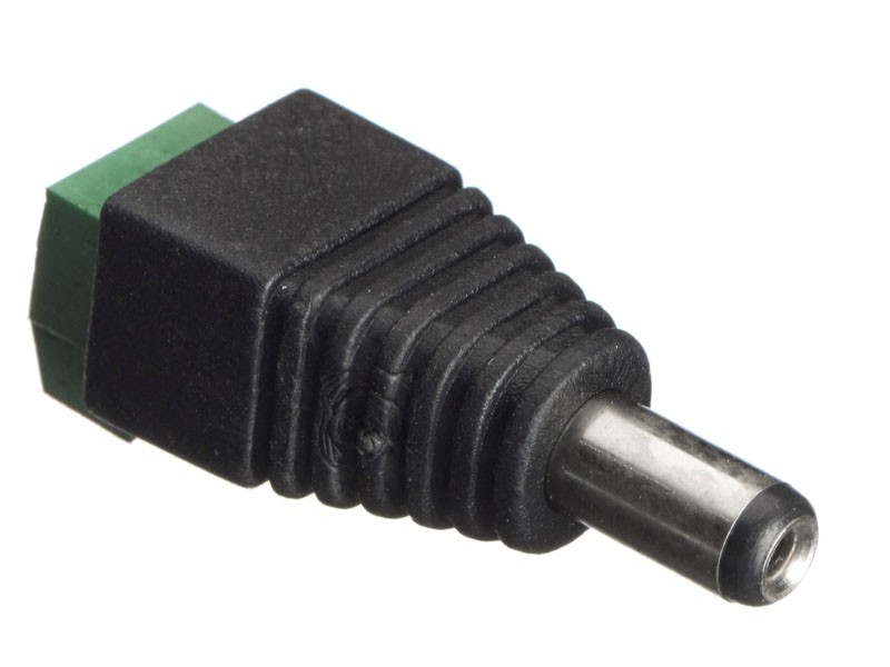 Штекер питания DC 5,5/2,1, длина 11мм, с резьбовым креплением, черный, NETKO Optima