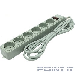 Exegate EX119392RUS Сетевой фильтр Exegate SP-6-3G (6 розеток, 3м, евровилка, серый)