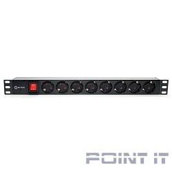 5bites PDU819P-08 Блок розеток  8S / PVC / SWITCH / 1U / 19&quot;