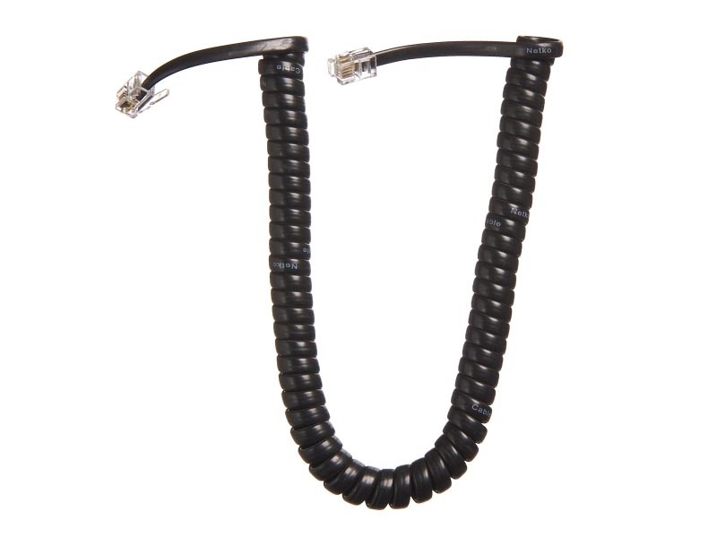 Шнур телефонный витой (4р4с) 2,5 метра / черный, NETKO Optima