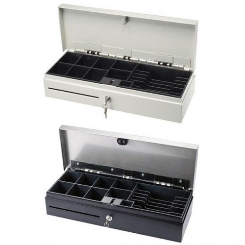 Денежный ящик АТОЛ FlipTop-MB черный, 460*170*100, 24V, верхняя крышка из нержавеющей стали + крышка для инкассации