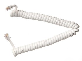 Шнур телефонный витой (4р4с) 2,5 метра / белый, NETKO Optima