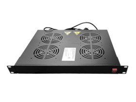 Полка вентиляторная 19, 1U/4 вентилятора, с кабелем, черная Netko