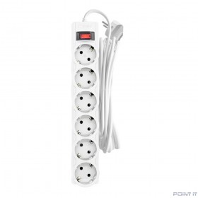 CBR Сетевой фильтр CSF 2606-5.0 White, 6 евророзеток, длина кабеля 5 метров, цвет белый (пакет)